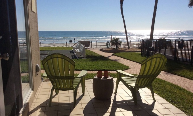 New Smyrna Beach Condo | AMAZING OCEAN FRONT ~ Ground floor Walkout ~nCorner unit ~ No Drive Beach