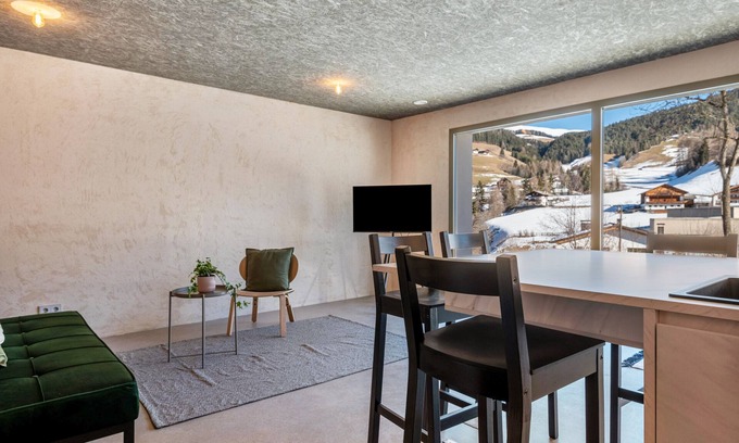 Santa Maddalena Apartment | Apartment 'Lena Dolomites Gartensuite' with Mountain View, Private Terrace and Wi-Fi