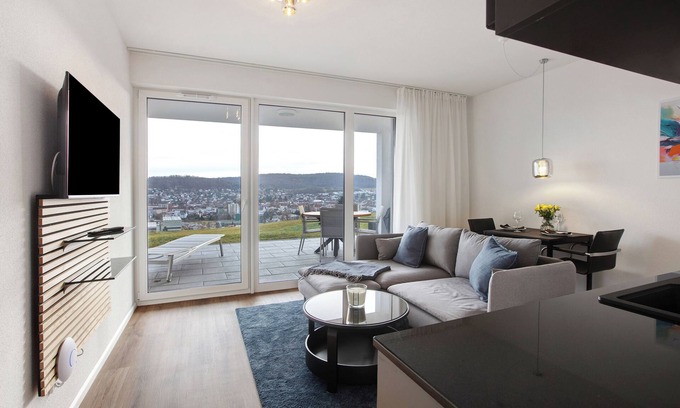 Loerrach Apartment | Apartment 'Panoramablick' with Mountain View, Private Terrace and Wi-Fi