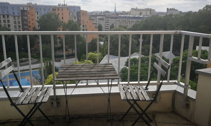 Hopital Saint-Louis Apartment | Apparently with large living room next to the canal saint Martin. view of the Eiffel Tower.