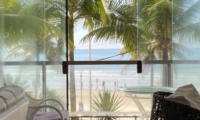 Asturias Apartment | Apt in front of the beach of Asturias. Foot on the sand. Suitable for 8 guests.