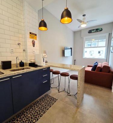 Embare Apartment | Apto moderno em frente a praia no Embare em Santos