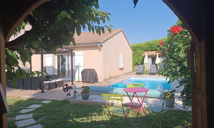 Marches House | At the foot of the Vercors: house with heated pool, panoramic view of the Drôme river