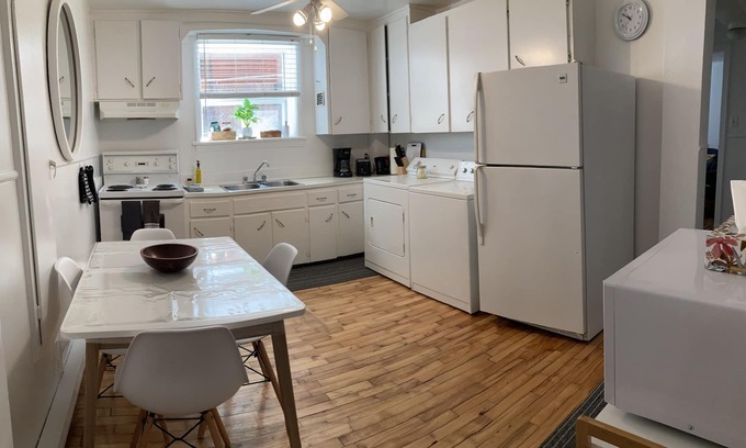 Sherbrooke Apartment | At the small stained glass window