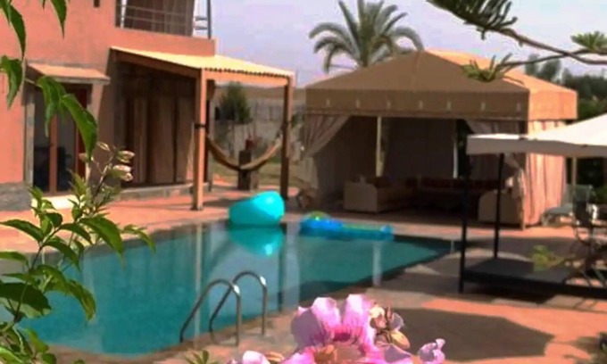 Tahanaout Villa | AUBERGE KENZA Villa farm hosting heated pool view of the Great Atlas
