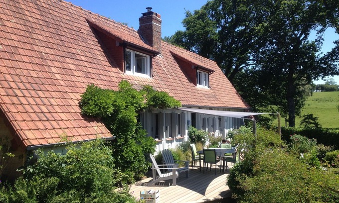 Sainte-Marguerite-sur-Mer House | authentic Norman half-timbered house with landscaped park near woods and sea