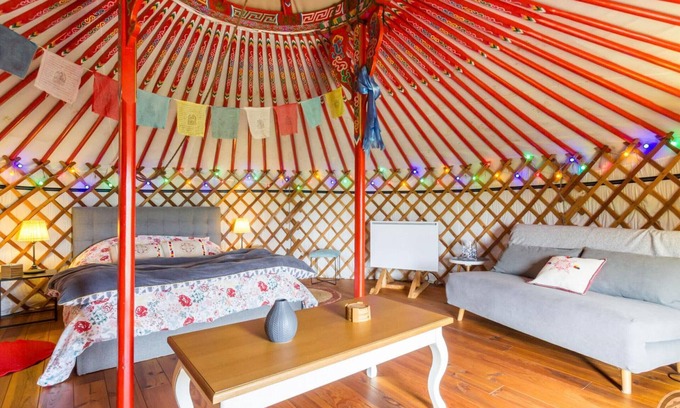 Denneville Apartment | Authentic Mongolian Yurt with Terrace in Normandy