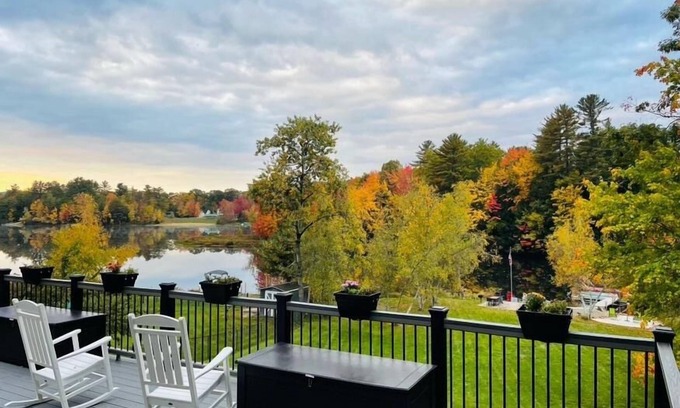 Barnstead House | Autumn Lakeside Retreat on Locke Lake — Stunning Views & Private Hot Tub