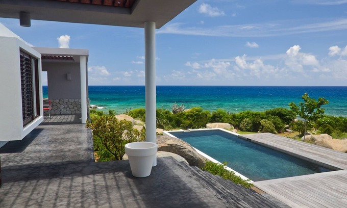 Little Trunk Bay Villa | Bayhouse - Modern Beachfront Villa, POOL, 180º Ocean Views, 3BR, 3.5BA