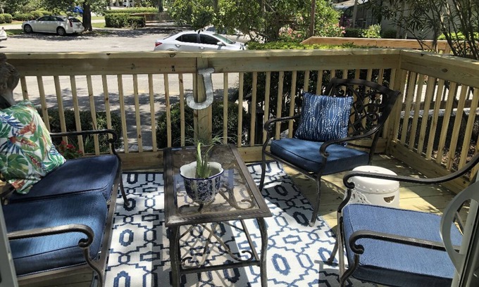 St. Simons Island Condo | Beach, Bike and Bogey! Located in Sea Palms Resort, a short drive to the beach.