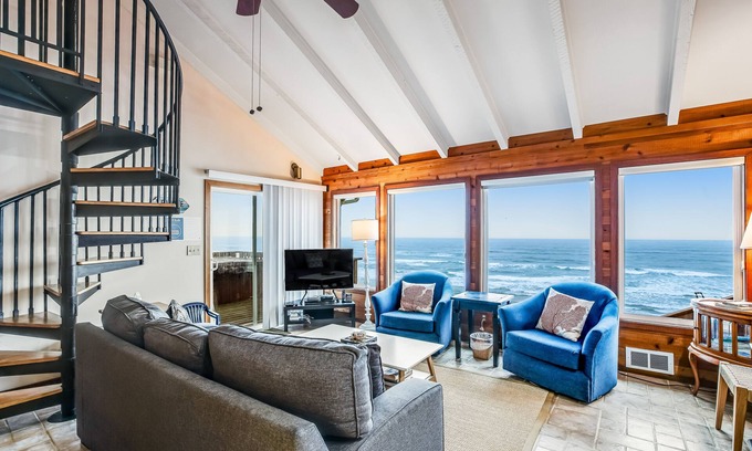 Oceanside Cottage | Beachfront Dog-Friendly Cottage with Private Hot Tub, Fireplace & Ocean Views