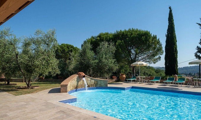 Peccioli Apartment | Beautiful apartment for 7 guests with pool, A/C, WIFI, TV, pets allowed, panoramic view and park.