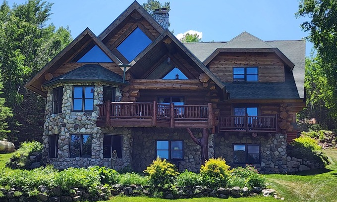 Tower House | Beautiful handmade log home on private sand beach at the end of Big Bay