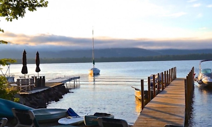 Diamond Point House | Beautiful Lakefront Home with Beach and Dock Slip