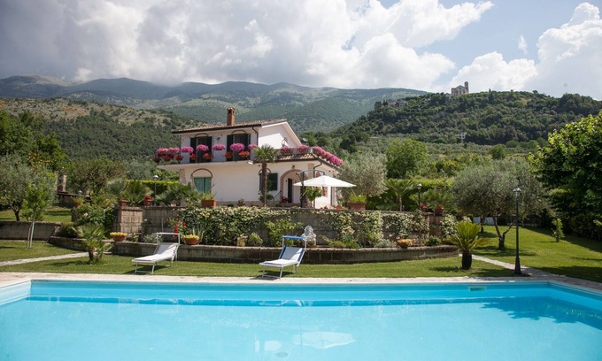 Pescosolido Villa | Beautiful Mountain Villa with private swimming pool and large stone barbeque!