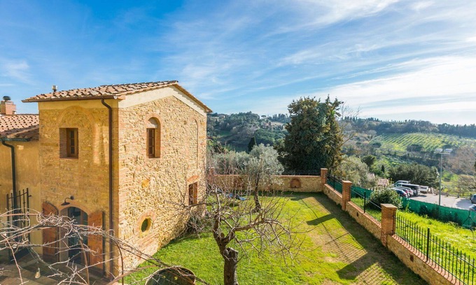 Montescudaio House | Beautiful private villa for 3 guests with A/C, WIFI, patio and panoramic view