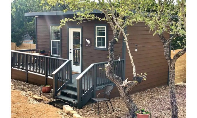 Austin Cabin | Bobcat cabin in 2 acre boutique resort with pool!