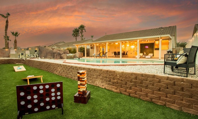 Black Mountain House | Bohemian Modern Dream Home with Strip Views, Pool & Spa, Pool Table & Games