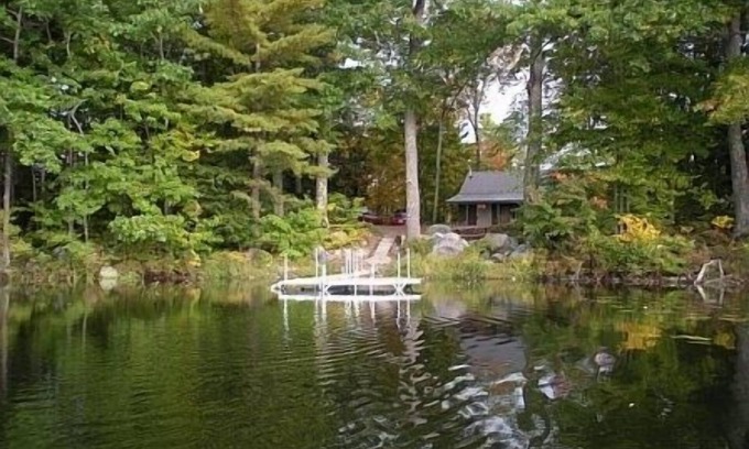 Farmington Falls Cottage | Booking for 2025. Lakefront, private, dog-friendly, canoe, 2 kayaks, pedal boat.