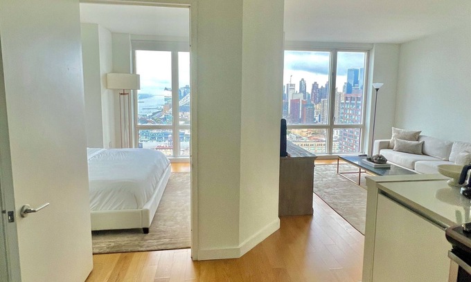 Hell's Kitchen Apartment | BREATHTAKING SKYLINE VIEWS! Lux 1 Bedroom Suite in best location by Times Sq