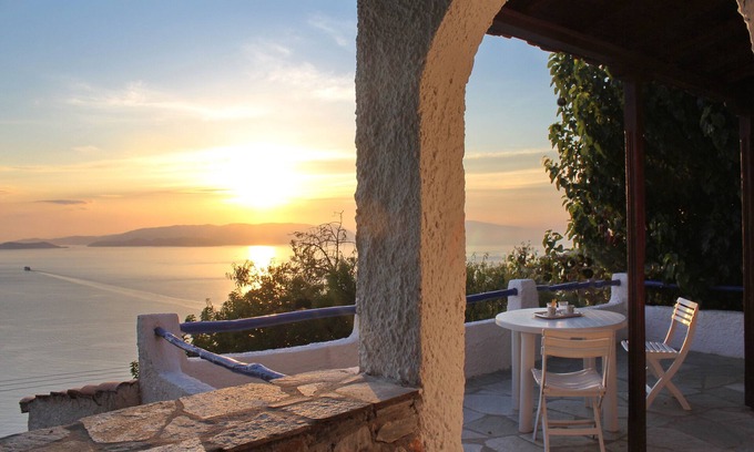 Xanthi Region Villa | CAMELIA. Infinity panoramic pool. Privileged view of Egean. Access to the sea.