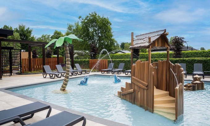 Municipality of Veldhoven Ski Chalet | Chalet by Pond in Holiday Park