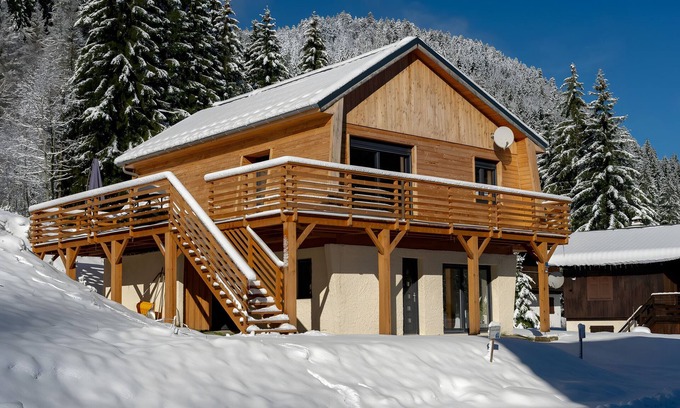 Saint-Pierre-d'Entremont Ski Chalet | Chalet du Souillet with Mountain View, Private Terrace and Wi-Fi