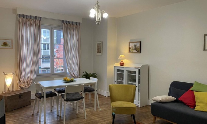 Moulins Apartment | Charming Apartment in Central Moulins: 1BR, Balcony, Market Views, Free Parking, Wi-Fi