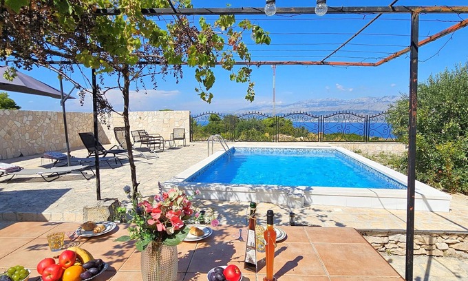 Postira House | Charming Stone House With Pool, Set in Idillic Countryside Area, With Sea Views