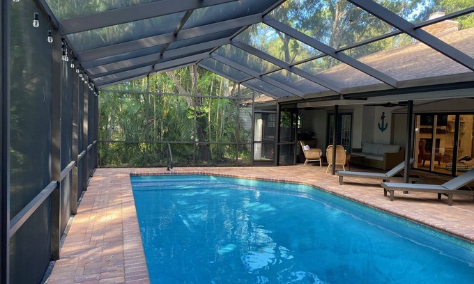 Fruitville House | Coastal Tropical Oasis With Salt Water Pool