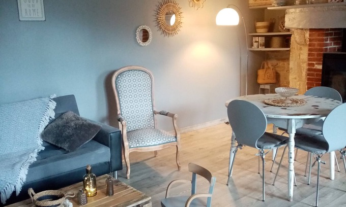 Rom Cottage | Cottage 'Gites De La Roche Elie Chez Leonie' with Shared Pool, Private Terrace and Wi-Fi