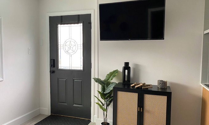 Southbelt/Ellington House | Cozy 1-BR/1-BA Modern Tiny Home w/Pool & Hot Tub & Spacious Yard w/Covered Patio