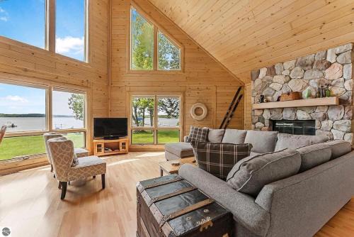 Traverse City House | Cozy A Frame Waterfront Chalet Dock Fireplace