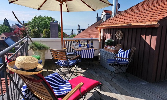 Insel Apartment | Cozy, comfortable, 1 Bedrm, Lvrm, Full Kit, Rooftop Terrace w. Lakeview, 2 Pers