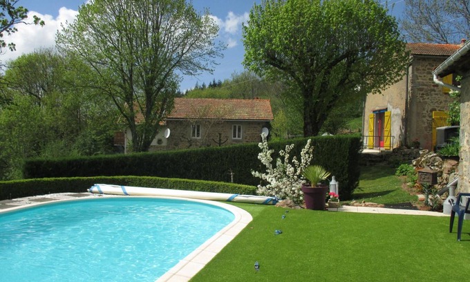 Arfeuilles Cottage | Cozy Cottage with Pool, Fireplace, and Scenic Mountain Views