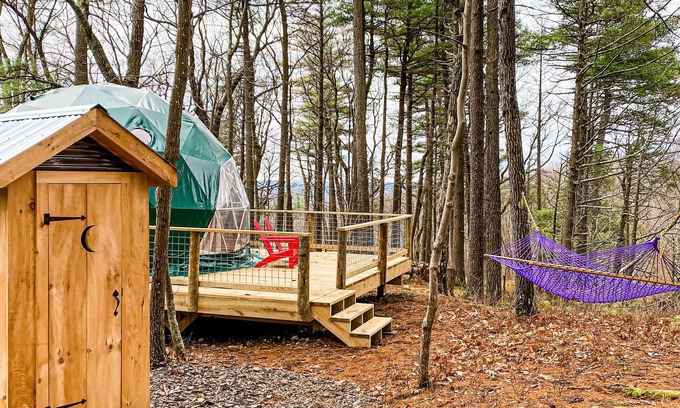 Wallkill House | Cozy Geo-Dome with Heat/AC on Private Hiking paradise in Gunks.