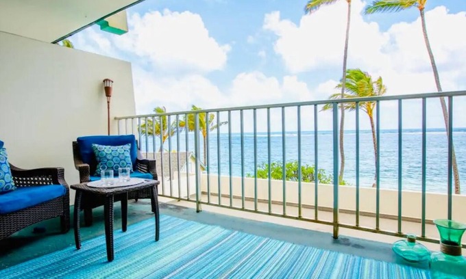 Punaluu Apartment | Cozy oceanfront 1-bedroom condo with WiFi, and access to sandy beach.