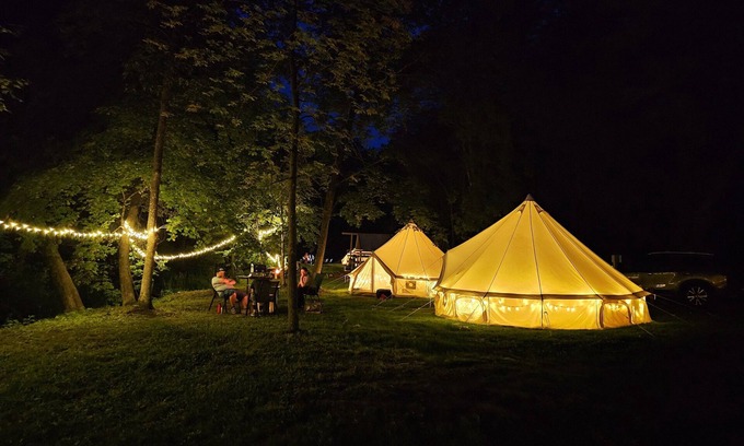 St Croix Falls RV Rental | Creekside Group Glamp Site at Big Rock Creek!