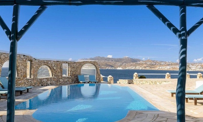 Kanalia Villa | Cycladic Style Villa with 2 Guest Suites, Private Pool & Stunning Sea Views Towards Mykonos Port!