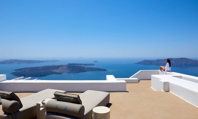Imerovigli Villa | Dazzling Santorini Villa | Foyal Villa | 3 Bedrooms | Private Furnished Terrace.