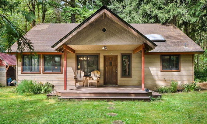 Skykomish House | Dog-friendly cabin with fireplace, foosball, outdoor area, firepit, & W/D