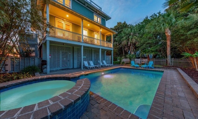 Isle of Palms House | Dolphin View on Isle of Palms ~ PRIVATE POOL, ROOF TOP DECK, ELEVATOR, SPA