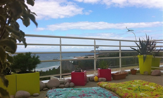 Pleherel-Plage-Vieux-Bourg Apartment | Duplex apartment with large terrace overlooking the sea and Cap Fréhel