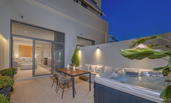 Petaloudes Apartment | | Earthy Haven | Minimalist Luxury Studio &Hot Tub