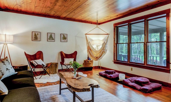 Portersville Cabin | Eco-Conscious Forest & Flowers Retreat Near McConnell's Mill State Park
