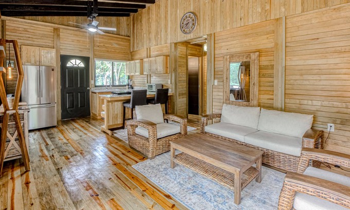 Tulum Cabin | Eco-luxe jungle cabin with furnished patio, lanai, partial AC, & on-site cafe