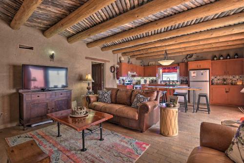 Taos House | El Prado Adobe Home Courtyard with Mountain Views!