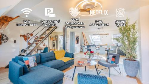 Centre Ville Apartment | Elegant 120m2-Face cathedrale-6 pers-free Parking