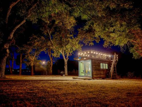 Waco House | Elegant Container Tiny House Yellow & Blue