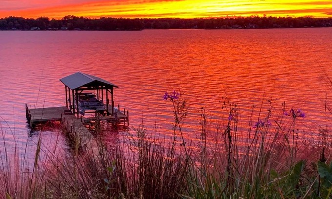 Cross Hill House | Elegant Lakefront Gem with Dock and Sunset Views!